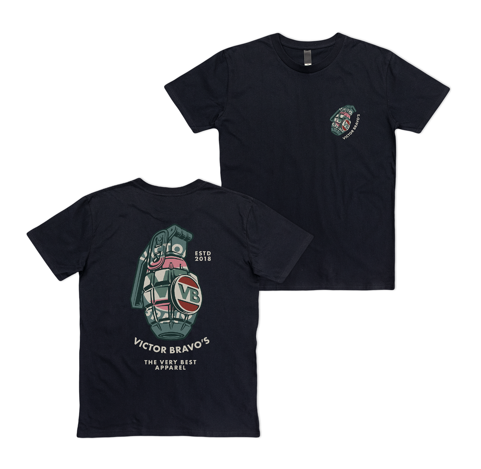 Victor Bravo's T-Shirts Green Grenade 2.0 Tee Black